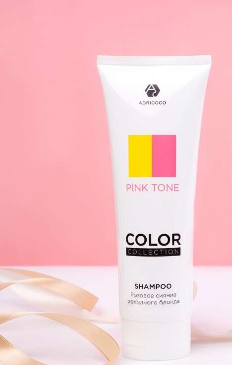 Шампунь оттеночный 250 мл PINK TONE ADRICOCO с кератином и маслом камелии